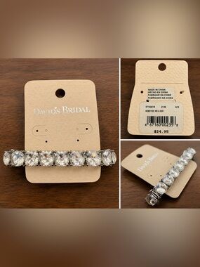 David’s Bridal Silver Tone Crystal Stretch Bracelet Bridal Wedding Jewelry